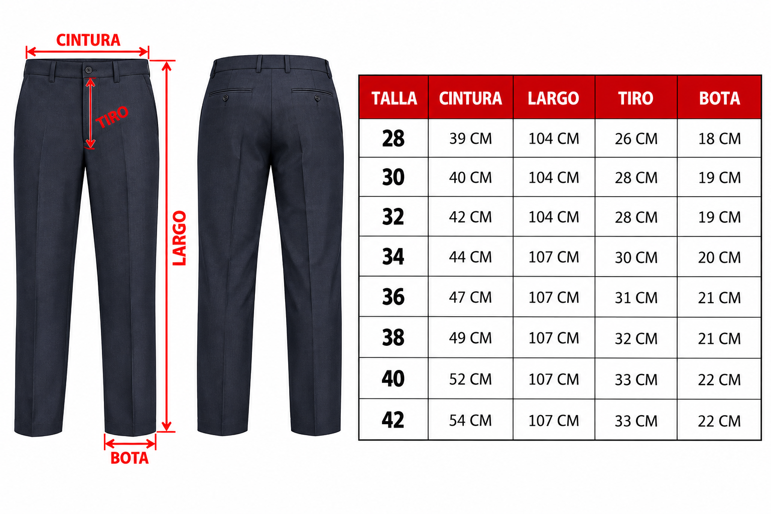 Guía de tallas — PANTALON NAVAL CLUB MESSI - FIFTY FIFTY